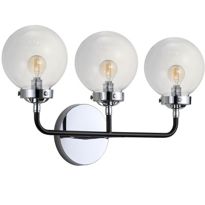 Caleb 22" Chrome and Black Globe Shade Wall Sconce