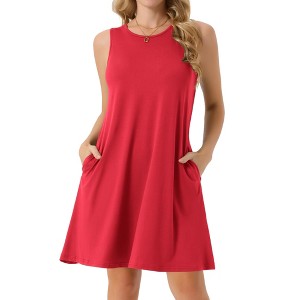 INSPIRE CHIC Women's Tie Dye Tank Beach Casual Sleeveless Loose Tshirt Sundress with Pockets - 1 of 4