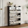 ORRD Black Shoe Cabinet with 3 Flip Doors & 2 Drawers, Narrow Entryway Storage Organizer with Adjustable Shelves, PVC Modern Shoe Rack - 3 of 4