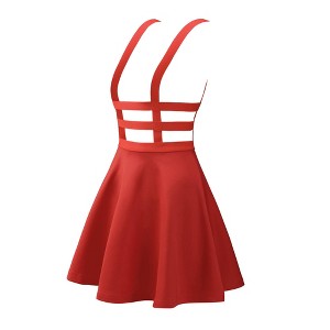 INSPIRE CHIC Women's Pleated A-Line Elastic Waist Mini Braces Suspender Skirt - 1 of 4