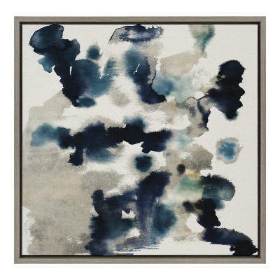 Gray and Blue Abstract Canvas Print with Polystyrene Frame, 22x22