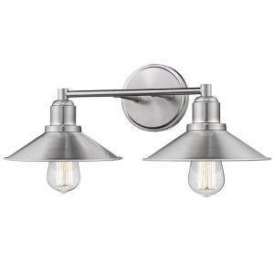 Casa 2-Light Steel Vanity Fixture - Dimmable, Damp Rated, Vintage Style, 18" Wide - 1 of 3