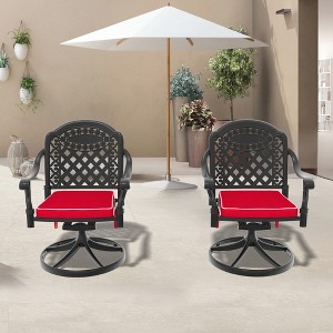 GDFStudio Arthur Modern Cast Aluminum and Waterproof Upholstered Patio Swivel Chair(Set of 2) - 1 of 4