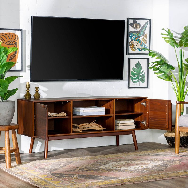 Solid Wood Mid-Century Modern TV Stand for TVs up to 65" - Saracina Home, 3 of 25