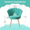 Green velvet decorative chair with gold metal legs, powder room vanity chair, living room upholstered guest chair - 3 of 4
