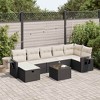 vidaXL Garden Sofa Set Black PE Rattan, Powder-Coated Steel, Tempered Glass - 2 of 4