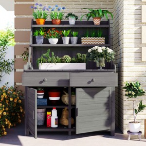 65 Inch Garden Potting Bench Table With Storage Shelf,Drawer and Cabinet-The Pop Home - 1 of 4