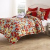 Greenland Home Fashions Poppies Quilt Set – 3-Piece, Bold Red Botanical Floral Design - 4 of 4