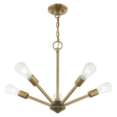 Antique Brass Sputnik 5-Light Chandelier with Edison Filament