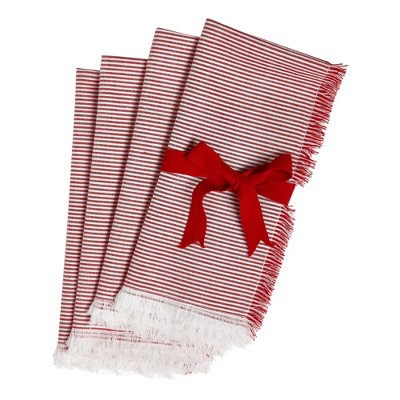 tagltd Pinstripe Fringe Napkin Set of 4