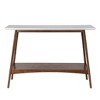 NicBex Mid-Century Style Console Table,Entryway Table with White Thick Top & Pecan Wood Base,Foyer Tables for Entryway,Hallway,Living Room - 3 of 4