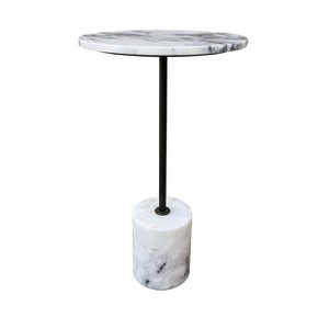 Treasure Trove Accents Accent Table Pandia Black/White: Round Iron Frame, Marble Top, 26" Height - 1 of 4
