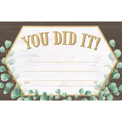 Teacher Created Resources Eucalyptus You Did It! Awards, Pack of 30 (Case of 6)