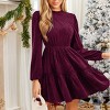 Festive Velvet Tiered Mini Dress - Burgundy/Emerald Green - Cupshe - 2 of 4