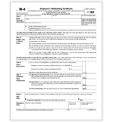 ComplyRight 2020 W-4 Tax Form White 50/Pack (A1393)