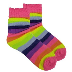 Neon Rainbow Slouch Socks the Sock Panda (Women's Sizes, Adult Medium) - Midweight - 1 of 3
