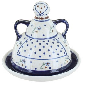 Blue Rose Polish Pottery 1124 Zaklady Small Cheese Lady - 1 of 1