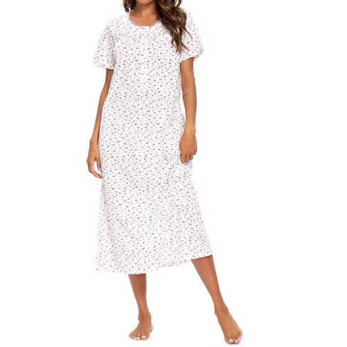 Cheibear Womens Sleepwear Pajama Dress Nightshirt Crew Neck Loungewear ...