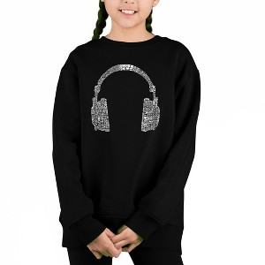 LA Pop Art 63 Different Genres Of Music - Girl's Word Art Crewneck Sweatshirt - 1 of 3