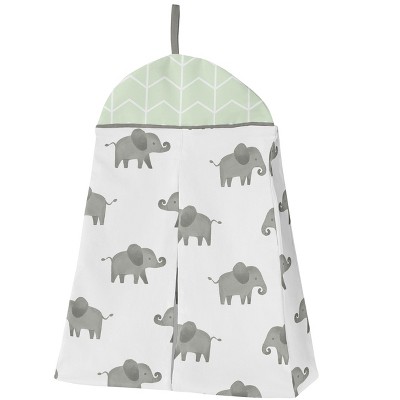 Mint and Gray Microfiber Elephant 4-Piece Crib Bedding Set