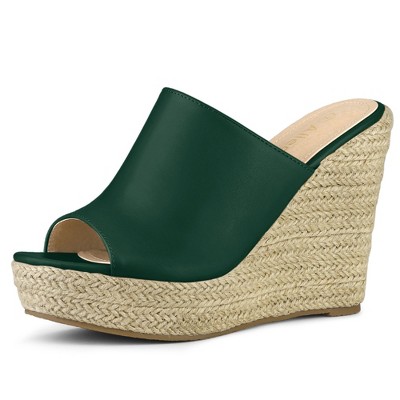 Allegra K Women's Open Toe Padded Insole Slip-on Platform Espadrille Sandals