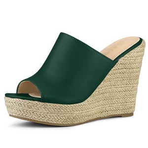 Allegra K Women's Open Toe Padded Insole Slip-on Platform Espadrille Sandals - 1 of 4