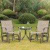 Outsunny 2-Person Gliders Outdoor Swing Chair Set with Breathable Mesh Fabric, Steel Frame for Garden, Backyard, Patio, Dark, Brown/Khaki - 3 of 4