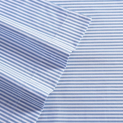 Queen Blue and White Cotton Percale Fitted Sheet Set