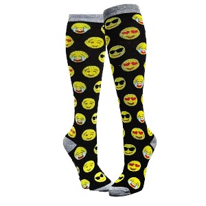 Emoji Face Patterned Knee High Socks from the Sock Panda (Women's Sizes, Adult Medium) - 1 of 3