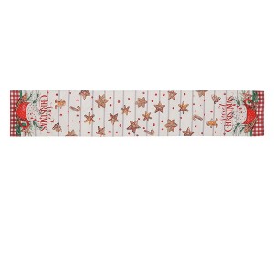 Unique Bargains Christmas Table Runner Gingerbread Man Mug Linen Red Brown White 72"x13" 1 Pc - 1 of 4