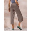 ECUPPER Womens Cotton Cropped Pants Loose Fit Wide Leg Capri Casual Plus Size Elastic Waist Trousers - 3 of 4