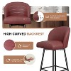 Red PU Leather Bar Height Bar Stool, Set of 2, 360° Swivel Upholstered Bar Stool - 3 of 4