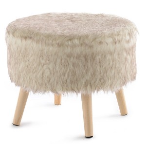 Cheer Collection 17" Round Faux Fur Stool - 1 of 4