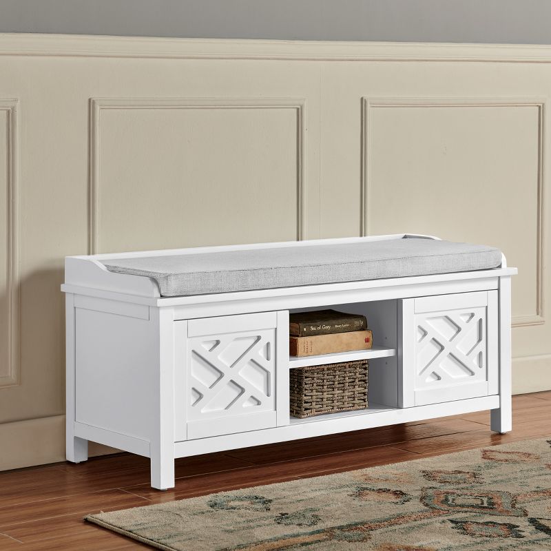 45&#34; Middlebury Wood Storage Bench with Cushion White - Alaterre Furniture, 4 of 11