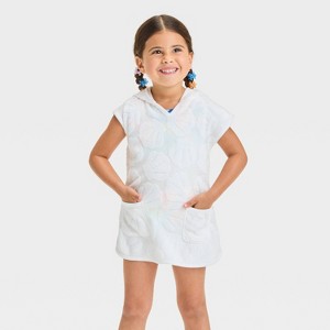 Toddler Girls' Towel Terry Seashell Embossed Cover Up Dress - Cat & Jack™ White - 1 of 3