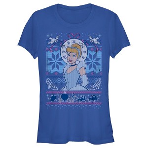 Juniors Womens Disney Cinderella Christmas Sweater T-Shirt - 1 of 4