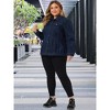 Agnes Orinda Women's Plus Size Classic Denim Washed Front Long Sleeve Casual Jean Jackets - 3 of 4