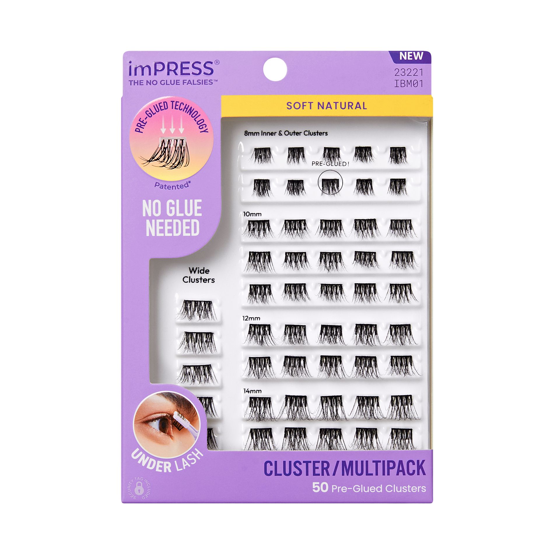Impress Pre-Glued Lash Clusters - Soft Natural False Eyelashes - 50ct