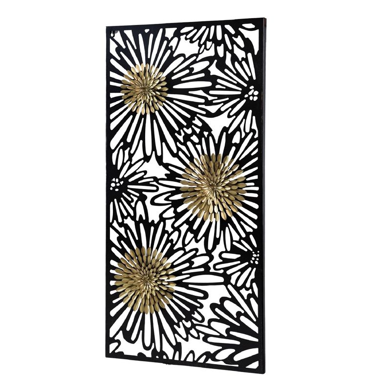 19&#34;x39&#34; Floral Metal Wall Decor Black/Gold - A&#38;B Home, 4 of 7