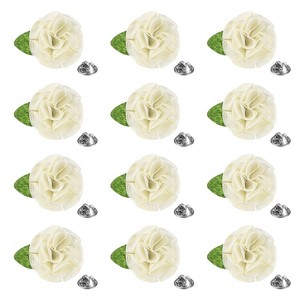 Unique Bargains Handmade Flower Brooch Boutonnieres Lapel Pin with Butterfly Buckle for Men Suits 12 Pcs - 1 of 4