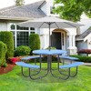 COWLOWN Blue 46" Outdoor Round Steel Picnic Table, Stable Frame, Built - in Umbrella Pole for Shaded Relaxation - 2 of 4