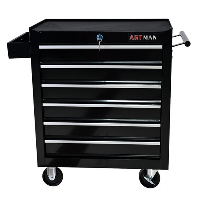Maggift Tool Boxes and Totes, Mobile Case with Casters and Drawers, Rolling Storages for Metal Tool Cart Professional Shops, Black, 24.2"*12.9"*29.9"