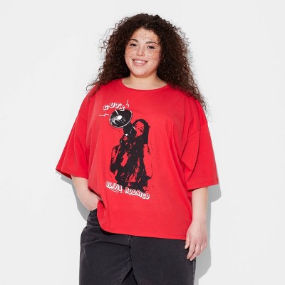 Women's Olivia Rodrigo Guts Short Sleeve Graphic Oversized T-Shirt - Red