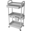 Hachikiko 3 Tier Rolling Utility Cart with Drawer-Multifunctional Storage Organizer on Wheels,Space-Saving Rolling Cart with 360°Wheels - 2 of 4