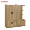 6 Door Wooden Storage Wardrobe With Shelves And 2 Drawers, Side Storage Shelves, Tall Clothing Storages, Armoires & Wardrobe Closets-Cuddlewood - 4 of 4