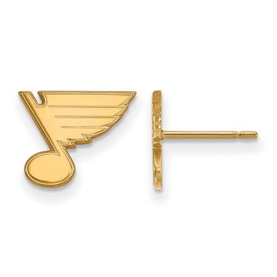 Black Bow Jewelry 14k Yellow Gold St. Louis Blues NHL Stud Earrings