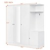 4-Door Wardrobe Clothing Armoire Closet Storage Cabinet  with Full-Length Mirror, Drawer, Hanging Rails and Storage Shelves, White/Gray/Natural-Modern - 4 of 4