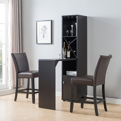 Vynxaria Red Cocoa Bar Cabinet with Wine Bottle Compartment & Open Shelving - Stylish Storage Solution