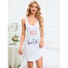 Women Tank Sleep Dress Sleeveless Lace Back Nightgowns Comfy Sleepshirt Cute Printed Sleepwear Sexy Crossover Sleep Dress - 2 of 4