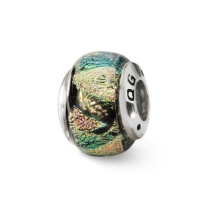 Black Bow Jewelry Rainbow Dichroic Glass & Sterling Silver Bead Charm - 1 of 3